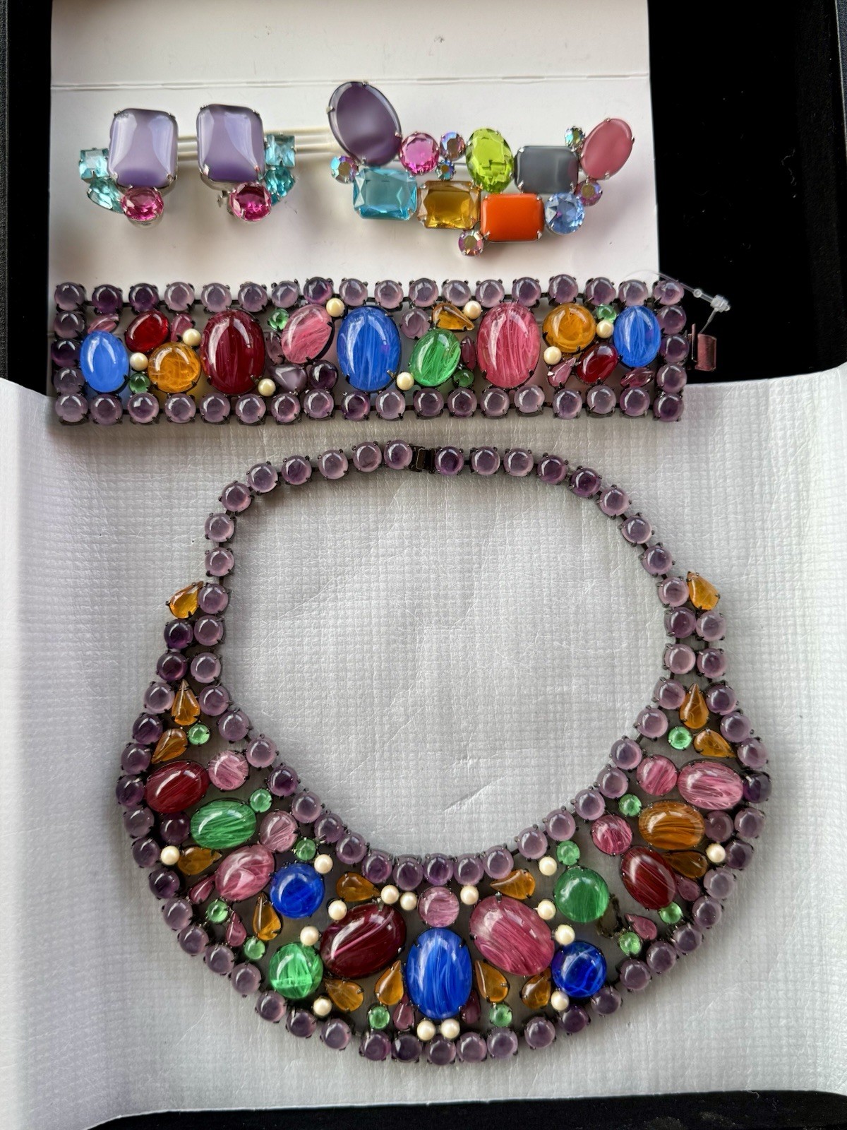 RARE JULIANA DELIZZA & ELSTER BOOK Bib Bracelet PIECE Rhinestone Parure Set Read