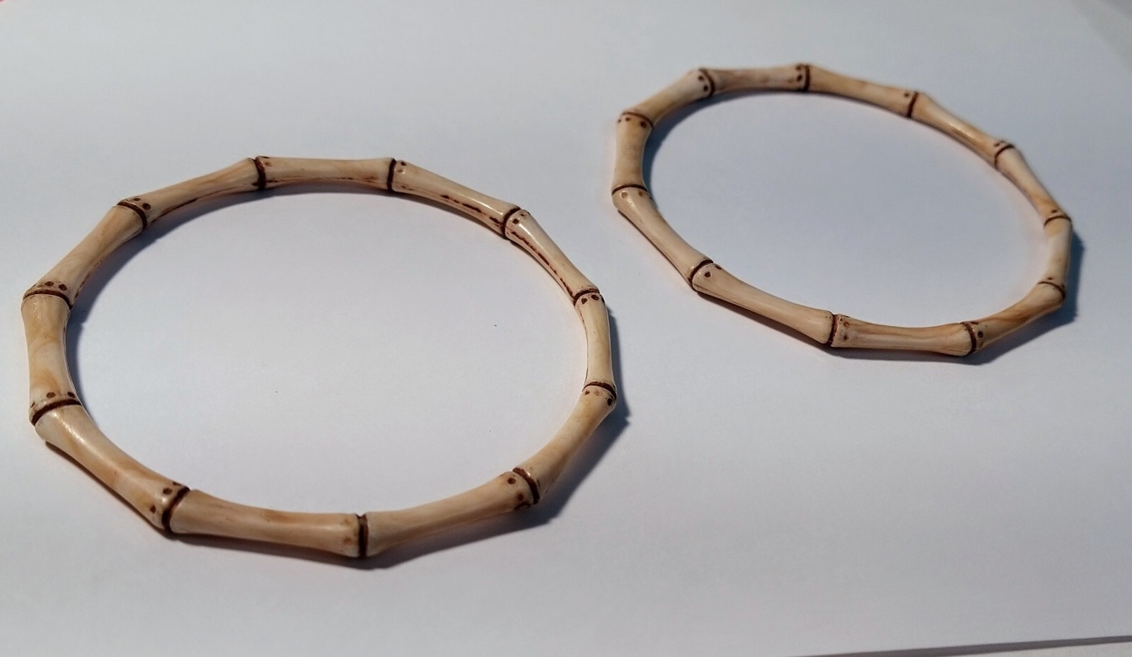 Cute Set Of Two Vintage Bangle Bracelets Faux Bamboo Stackable Fashion Jewelry