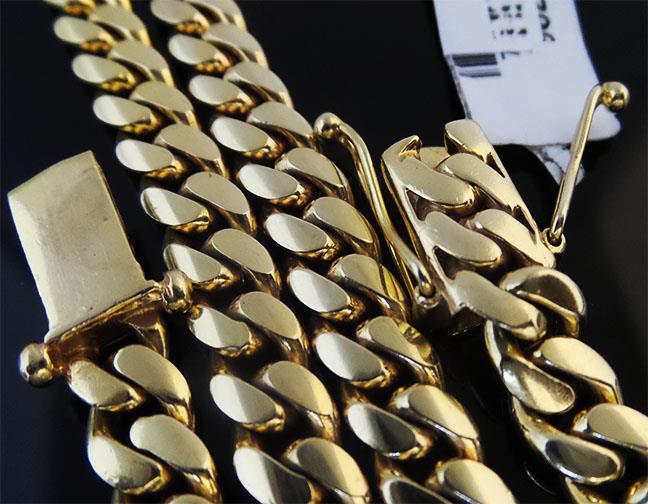 Mens Hip Hop Yellow Gold Stainless Steel Miami Cuban Link Chain Necklace 30″
