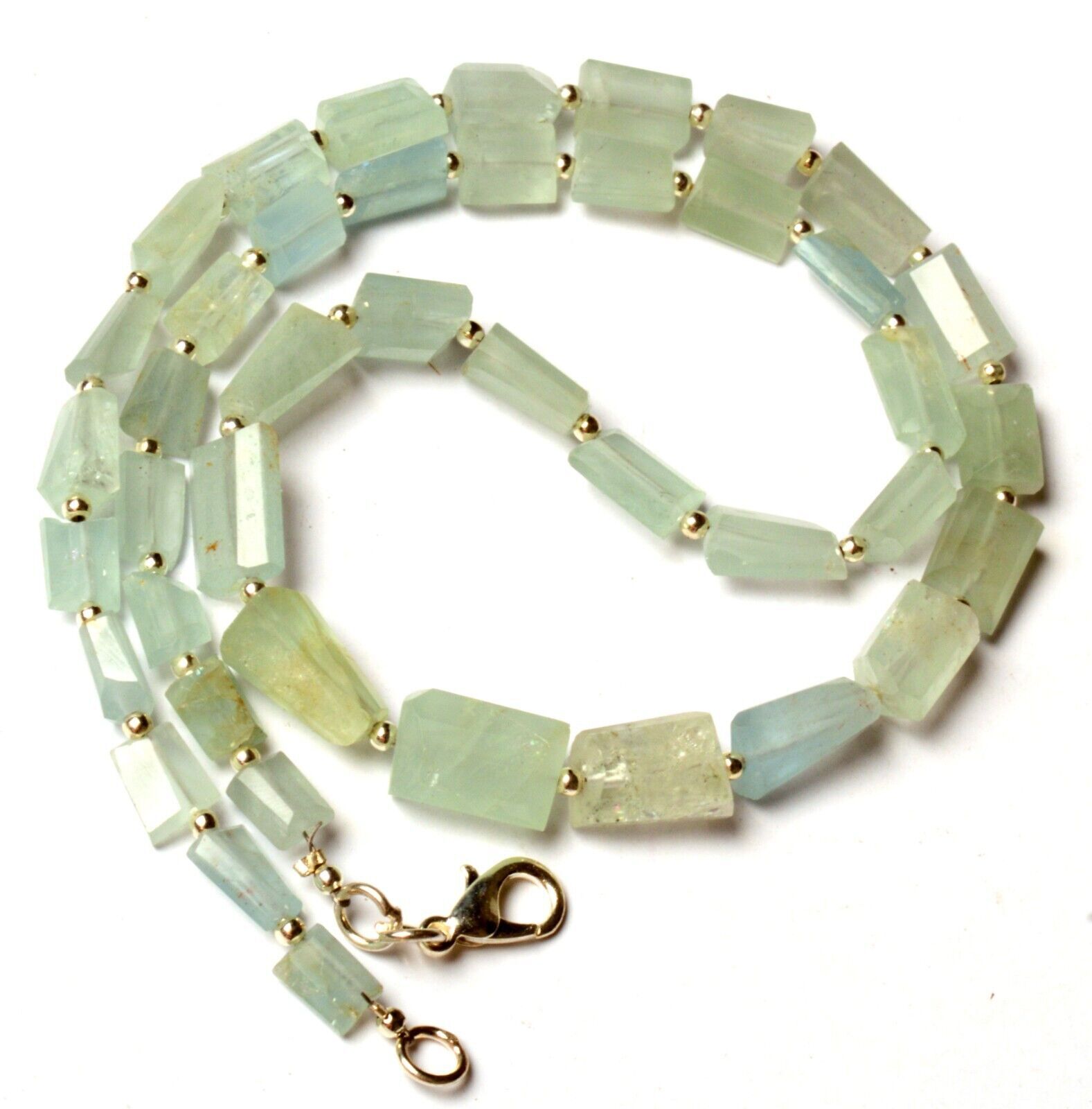 Natural Aquamarine Gemstone 7 to 13 mm Faceted Nugget Shape Beads 20″ Neckalce