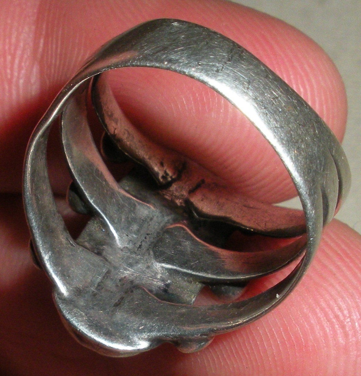 ANTIQUE EARLY NAVAJO TURQUOISE & SILVER RING SIZE 7 1/4 GREAT WEAR! vafo