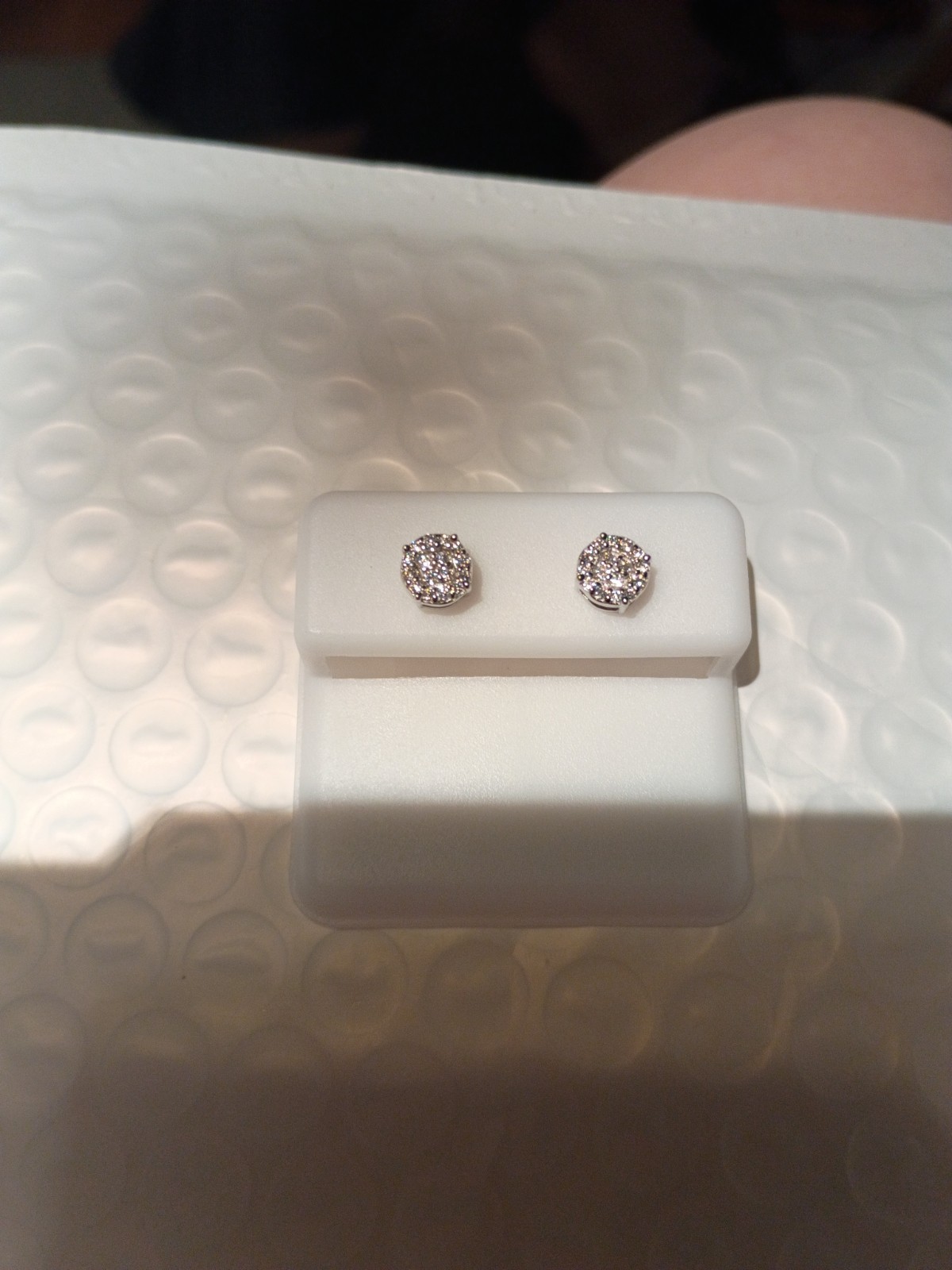 Stud Earrings Solid 14K White Gold Halo 1.20 Carat Round Natural Diamond F SI1