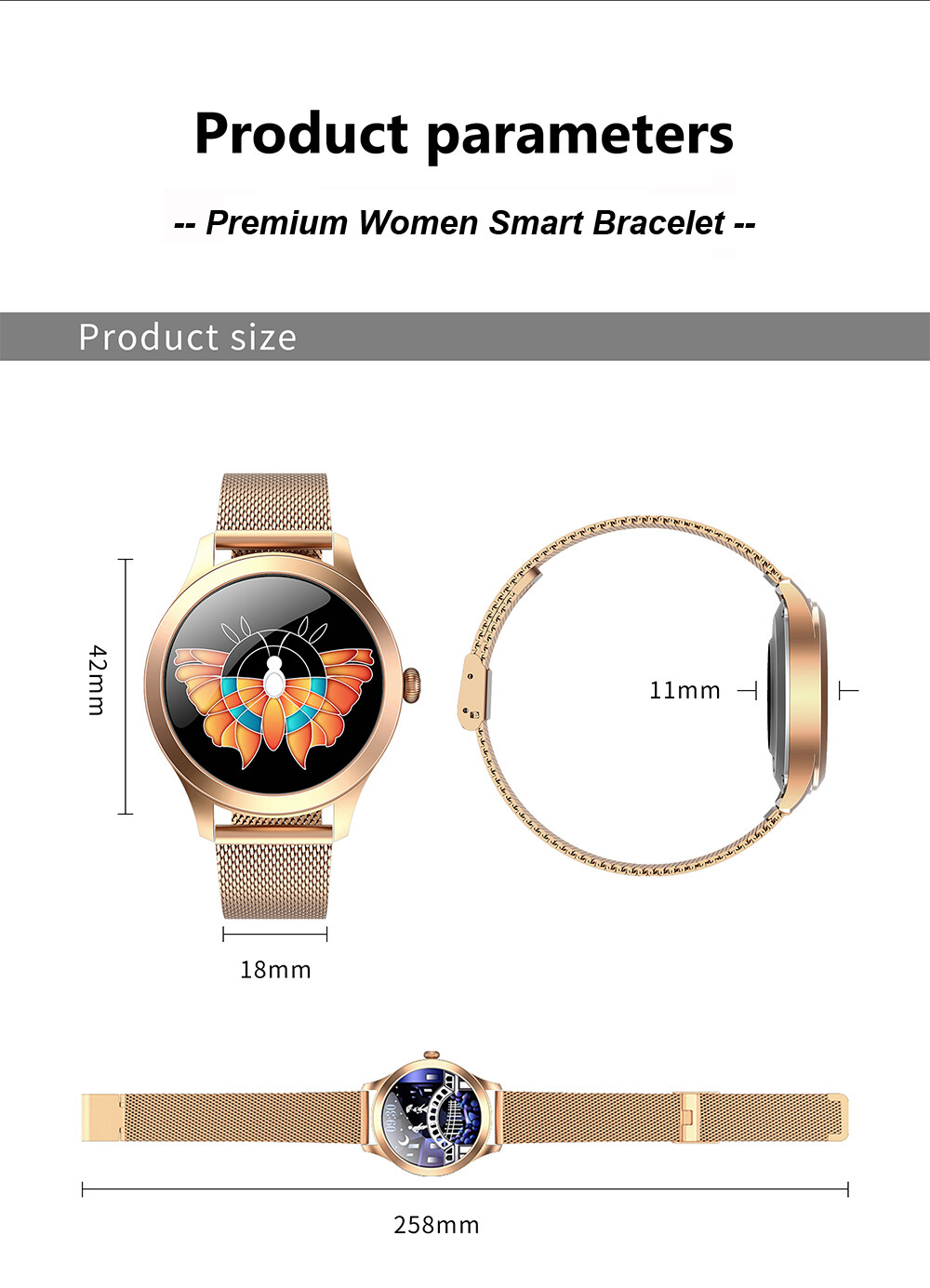 Women Girls Female Bluetooth Smart Watch Fitness Watch Steps Counter Wristwatch