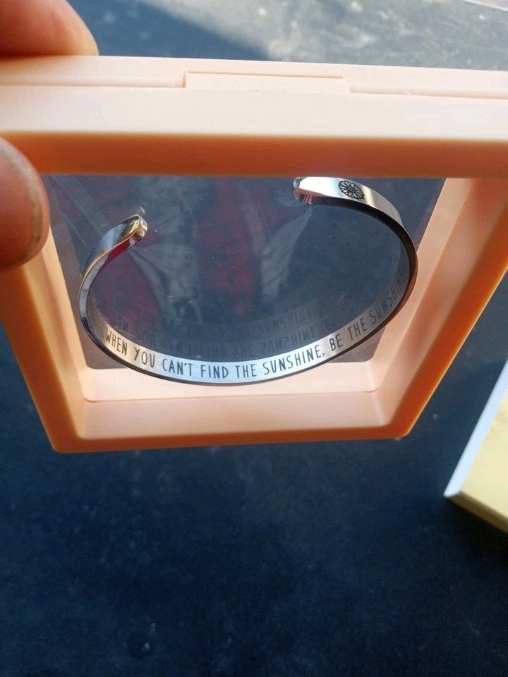 New Stainless Steel Adjustable Engraved Cuff Bracelet “Be The Sunshine”