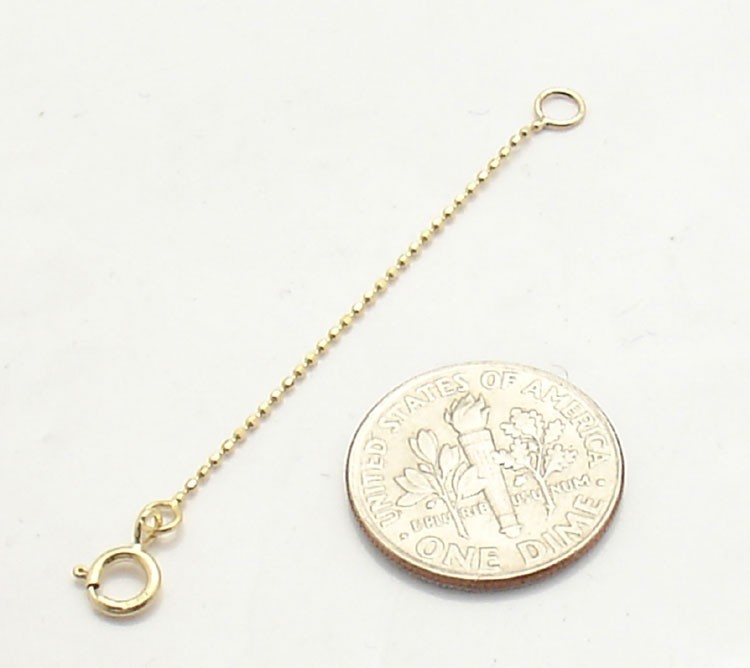 0.8mm Diamond Cut Bead Ball Chain Necklace Extender Real 14K Yellow Gold