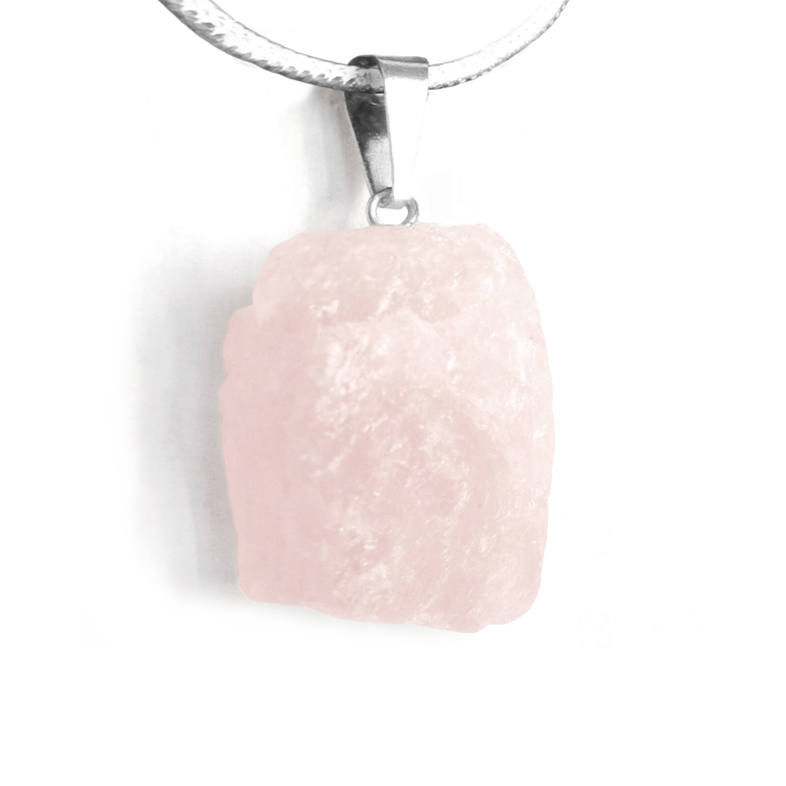 CHARGED Rose Quartz Natural Crystal Chakra Pendant Necklace Pink Gemstone Reiki