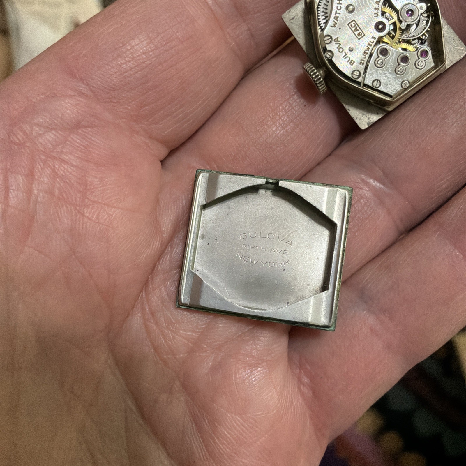 VTG Bulova Tank 10K GF 21J 8AC Movement 21.5mm Watch For Parts/Repair