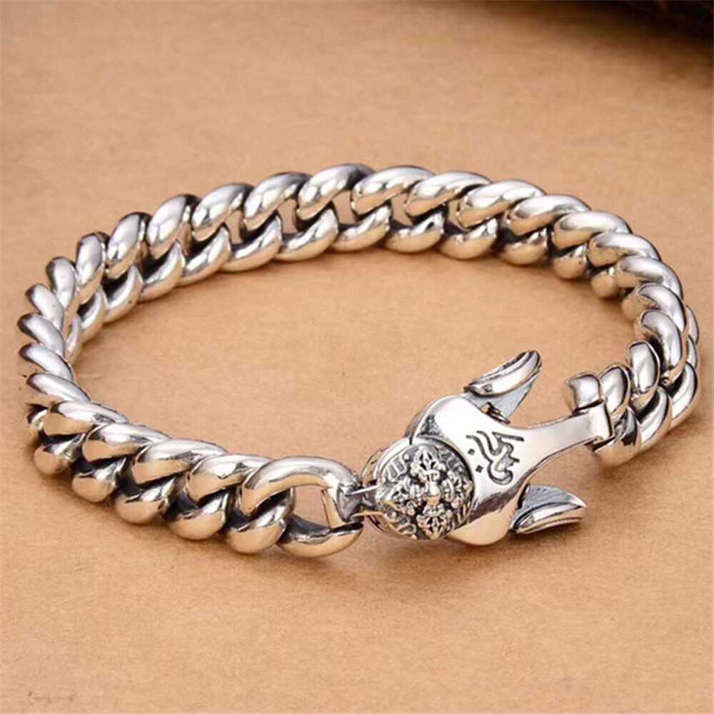 Pure 925 Sterling Silver Bracelet For Men Women 9mm Curb Link Cuban Bracelet