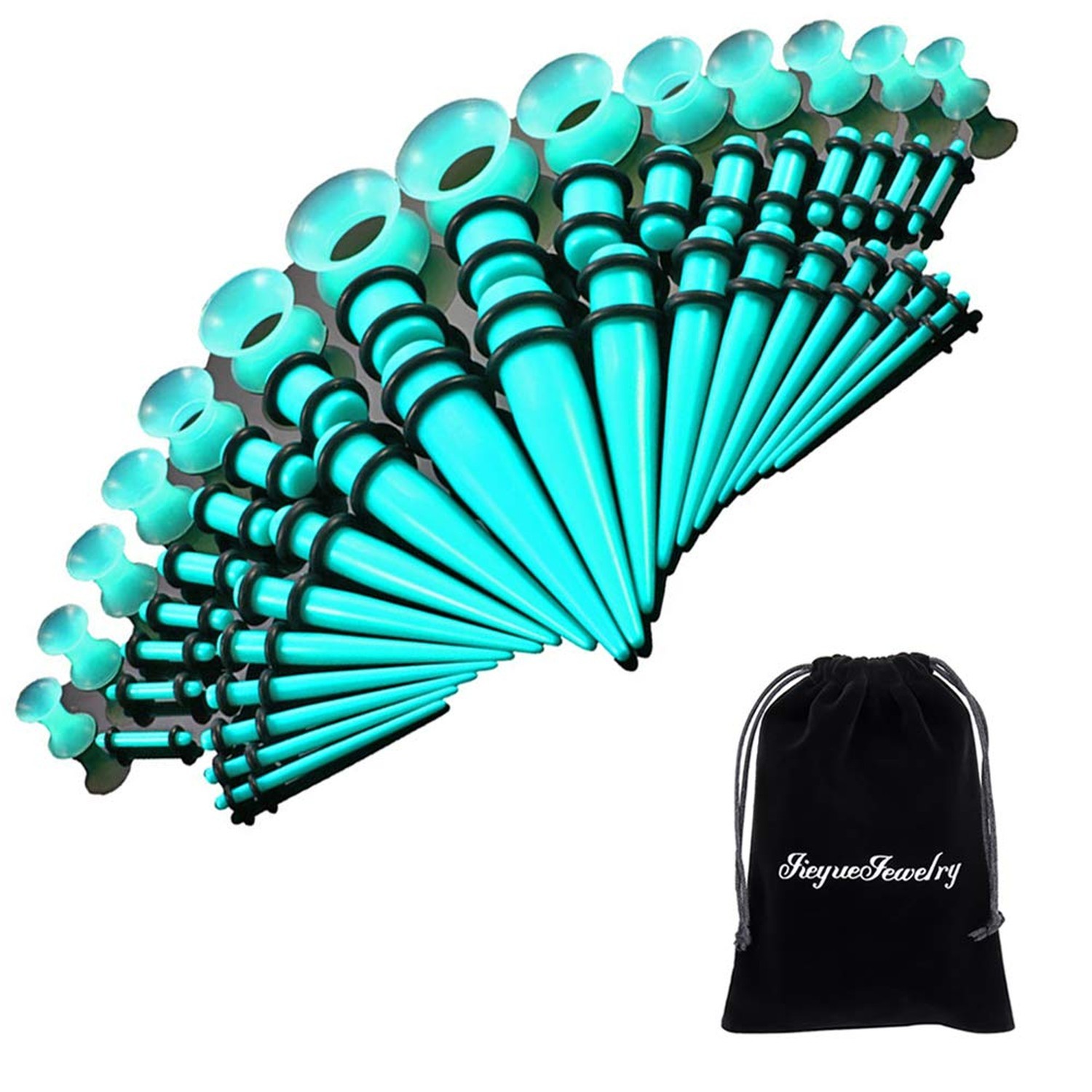 JieyueJewelry 50/54 Pcs Ear Stretching Kit 14G-00G | Acrylic Tapers & Plugs w…