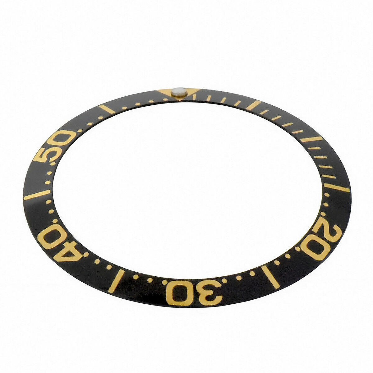 Black Aluminum Replacement Bezel Insert Large Gold Font 37.60mm x 30.80mm