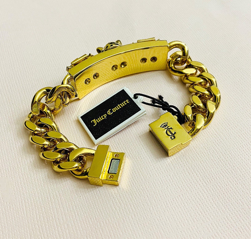 NWT Juicy Couture Gold Leopard Chunky ID Chain Bracelets WJW634