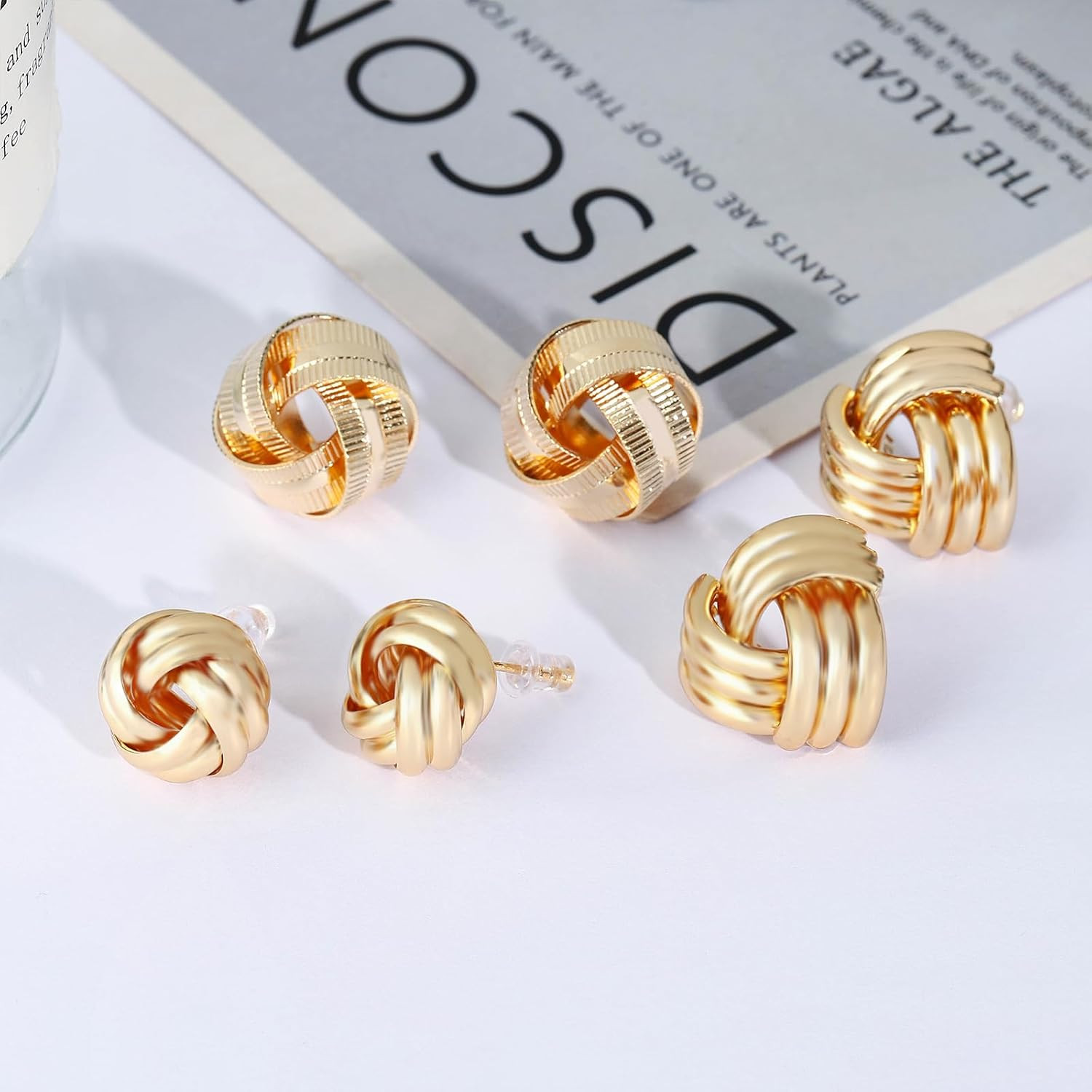 15 Pairs Gold Love Knot Earrings for Women Hypoallergenic Earring 14K Gold Plate
