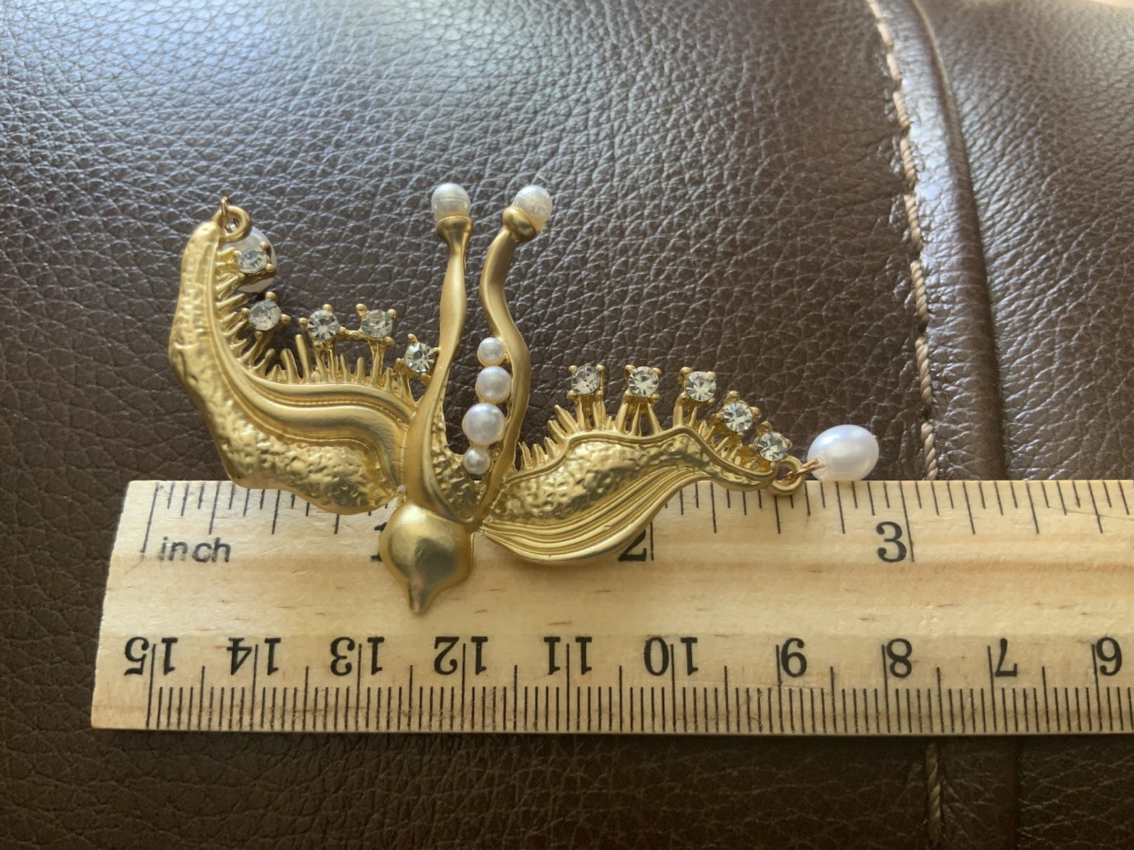 Baroque Gold VTG Bird Pearl Earrings Museum Revival Boho Victorian Cottagecore
