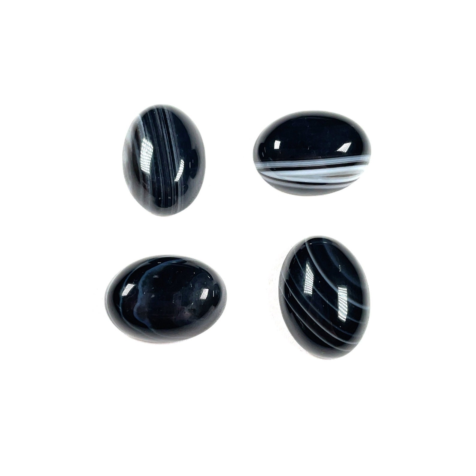 Natural Black Banded Agate Oval Cabochon 6x8mm to 12x16mm Loose Gemstone
