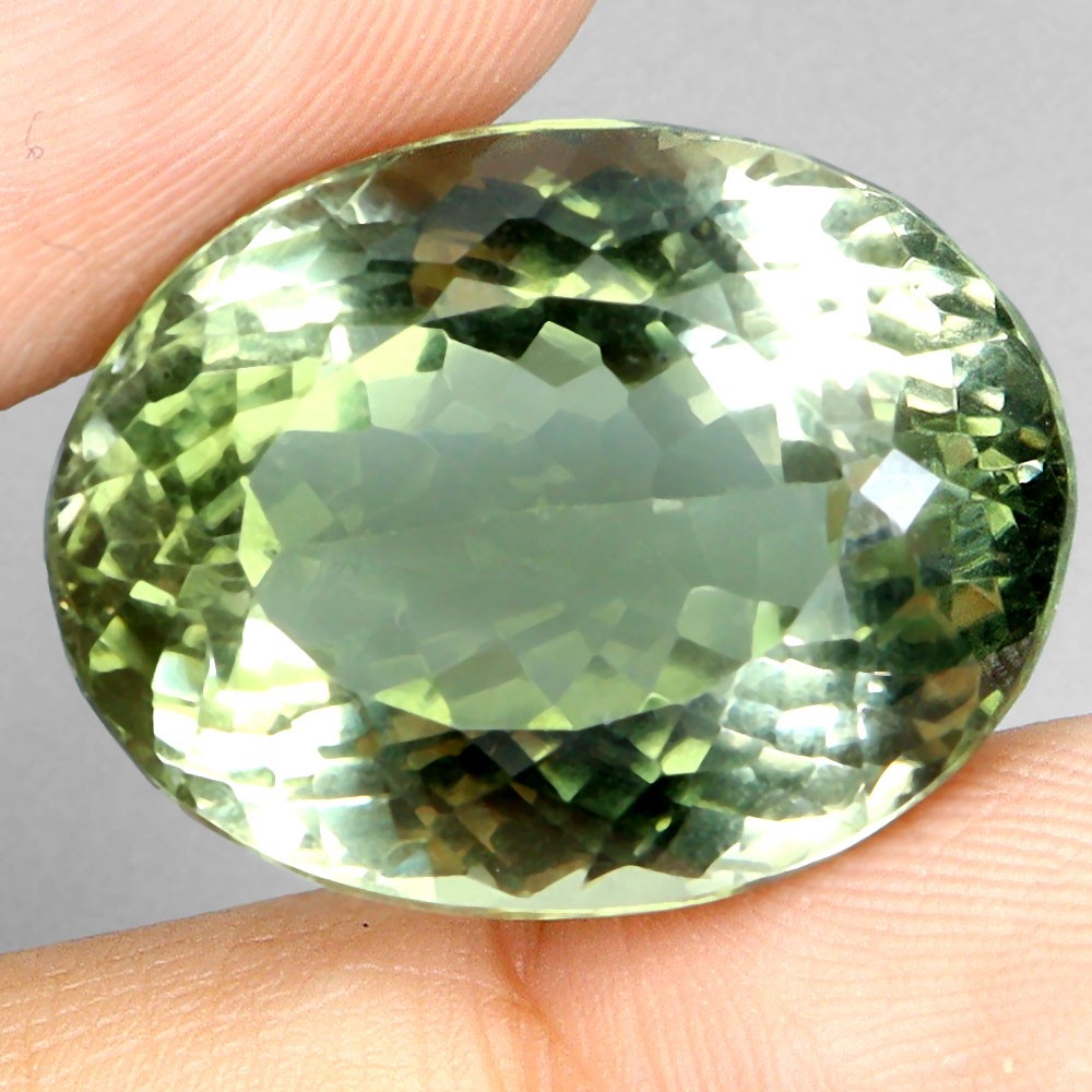 Oval Cut Natural Top Rich Green Amethyst Brazil 30.9ct 22x17mm Big Gem Full Fire