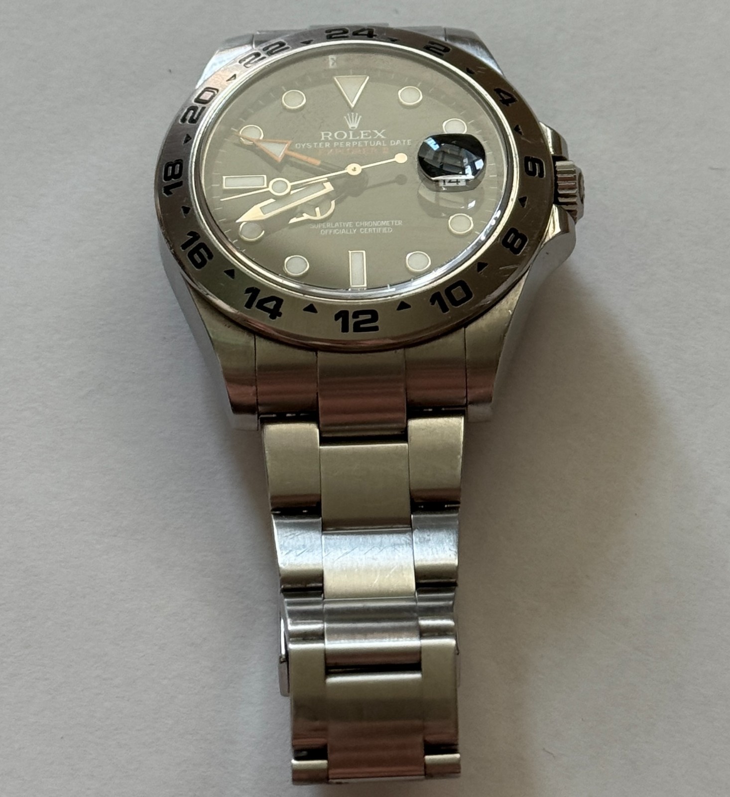 Rolex Oyster Perpetual Explorer II 216570 Mens Watch Black Box Orange Band