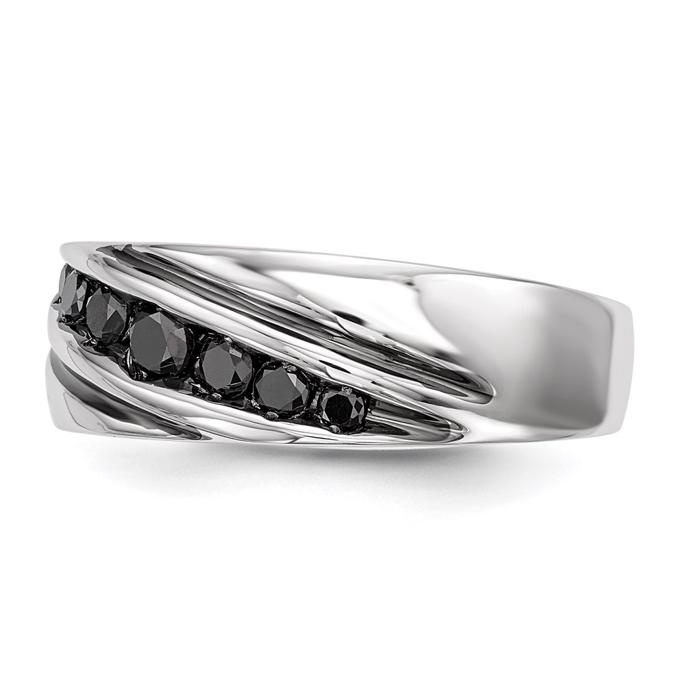 Sterling Silver Rhodium-plated Black Diamond Band Ring Size 9 for Men’s 7.09gm