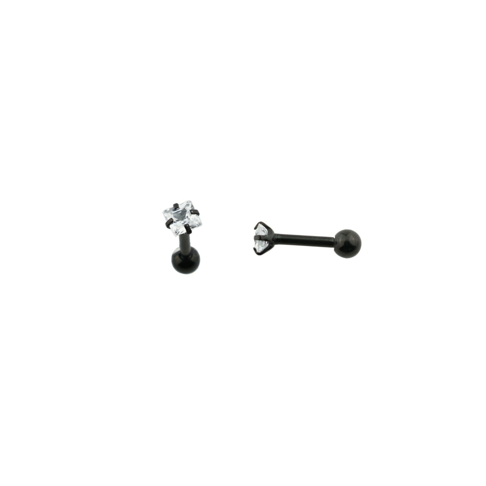 3mm-5mm Stainless Steel Square Clear Cubic Zirconia Men Women Ear Stud Earrings
