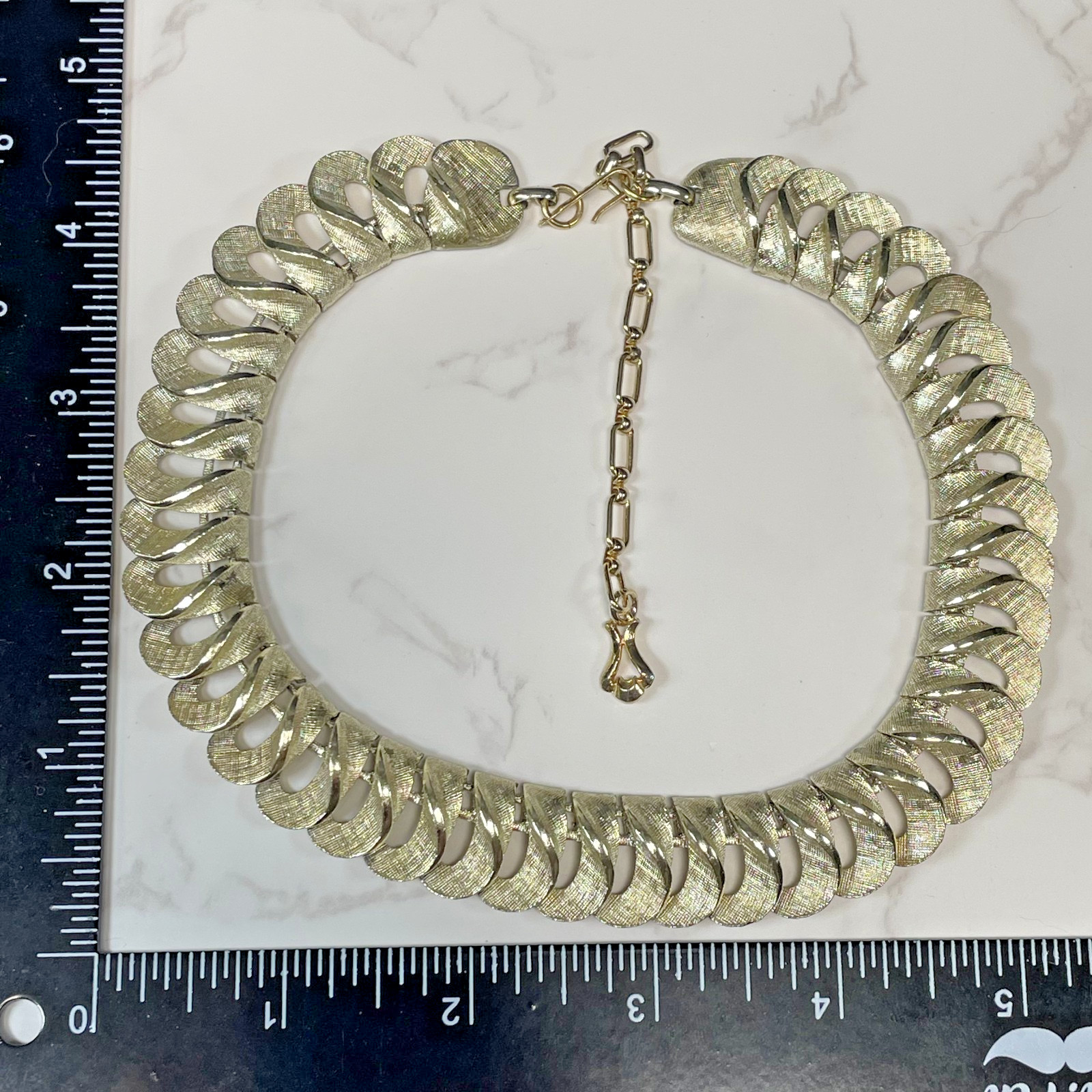 VTG STAR Signed Silver Tone MCM Crescent Link Collar Choker Statement Necklace