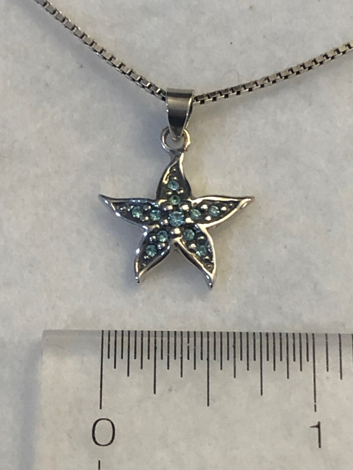 Wildthings Sterling Silver Starfish Pendant w/Faceted Aqua Crystal Stones