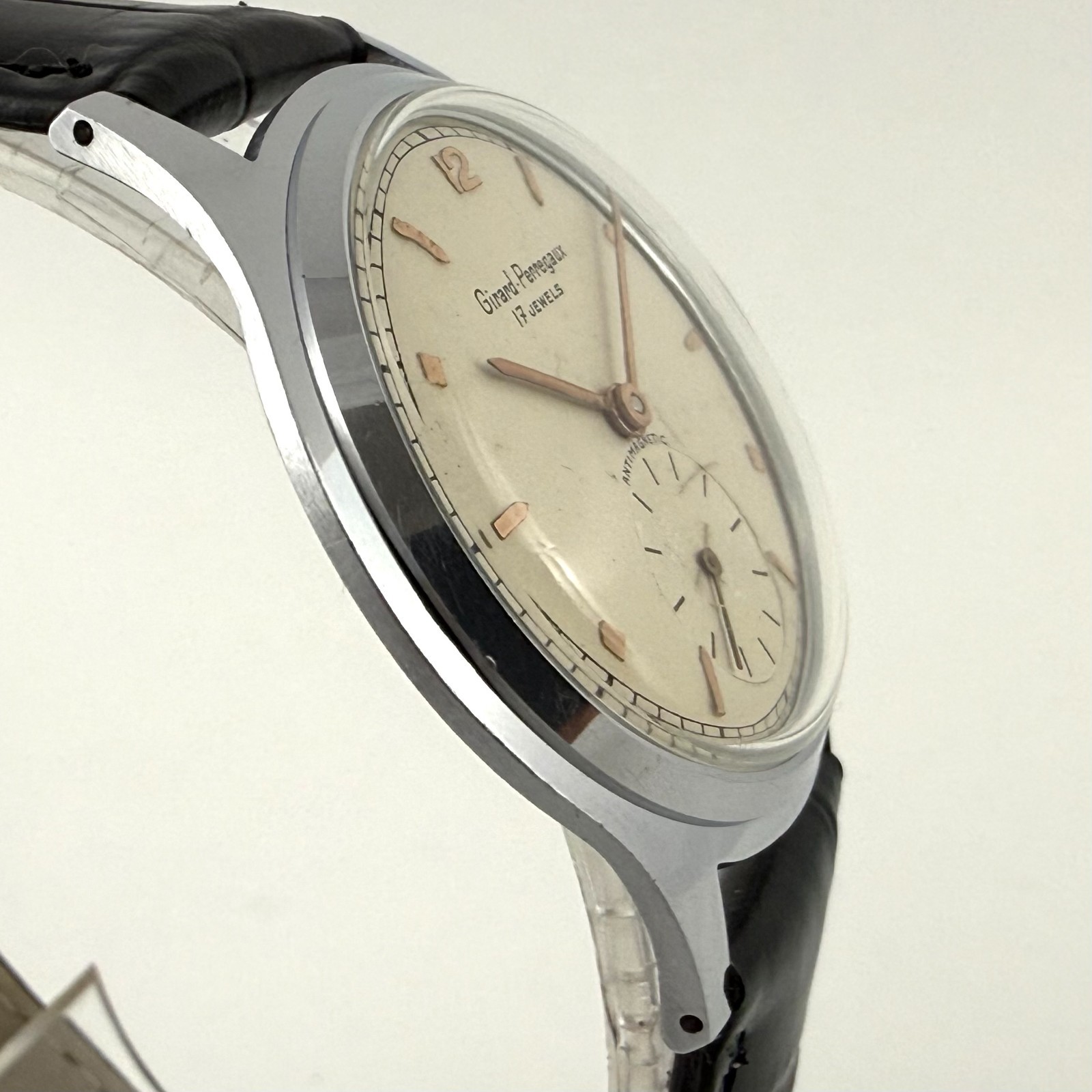 FINE GIRARD PERREGAUX VINTAGE ORIGINAL DIAL MANUAL WIND STEEL GENTS WATCH