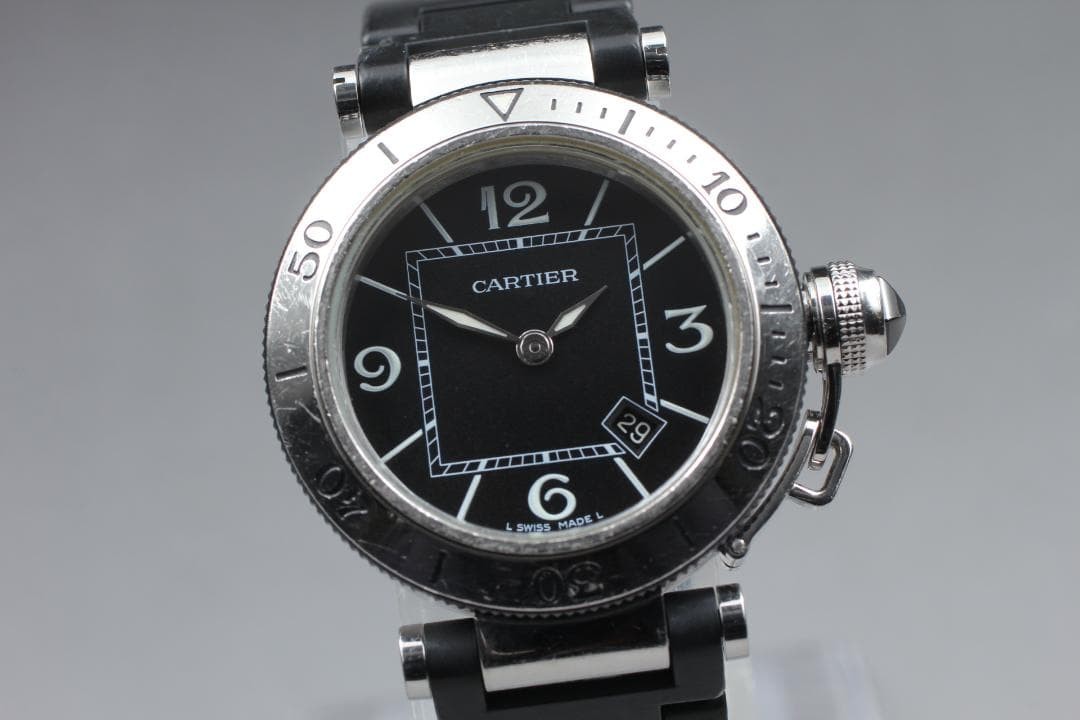 Cartier Pasha Seatimer Watch W3140003 Black Dial