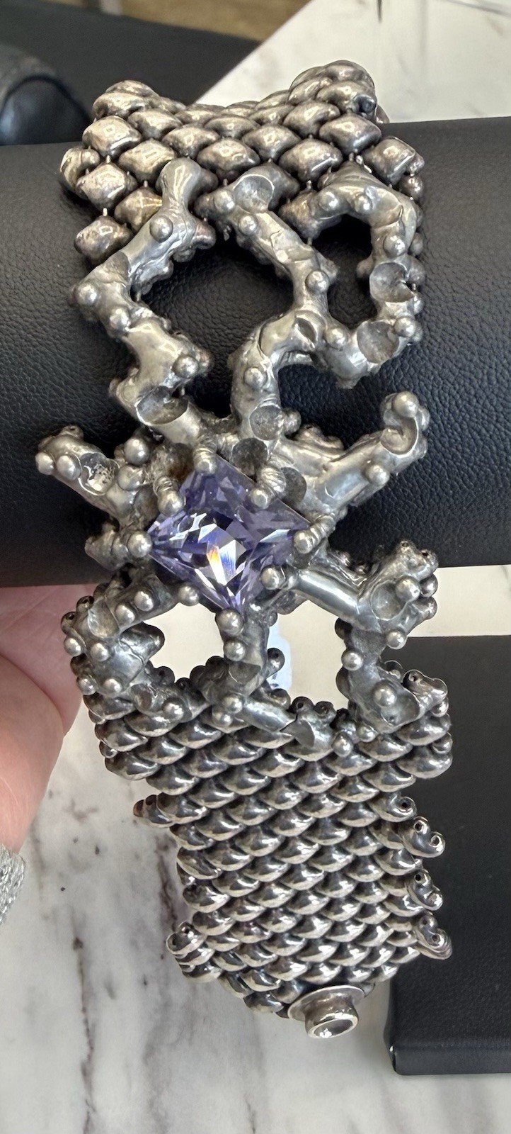 sergio liquid metal bracelet with tanzanite
