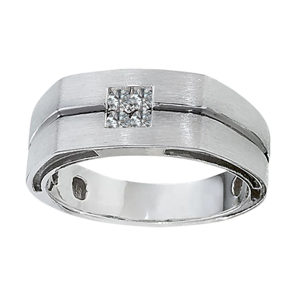 0.2 Carat Lab Grown – CVD Diamond Classy Wedding Square Shape Mens Band 14K Gold