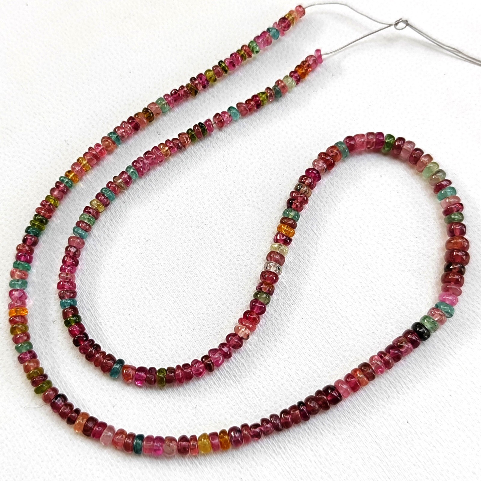 Rainbow Color Tourmaline Gems 3 to 5 mm Size Smooth Rondelle Beads 16″ Strand