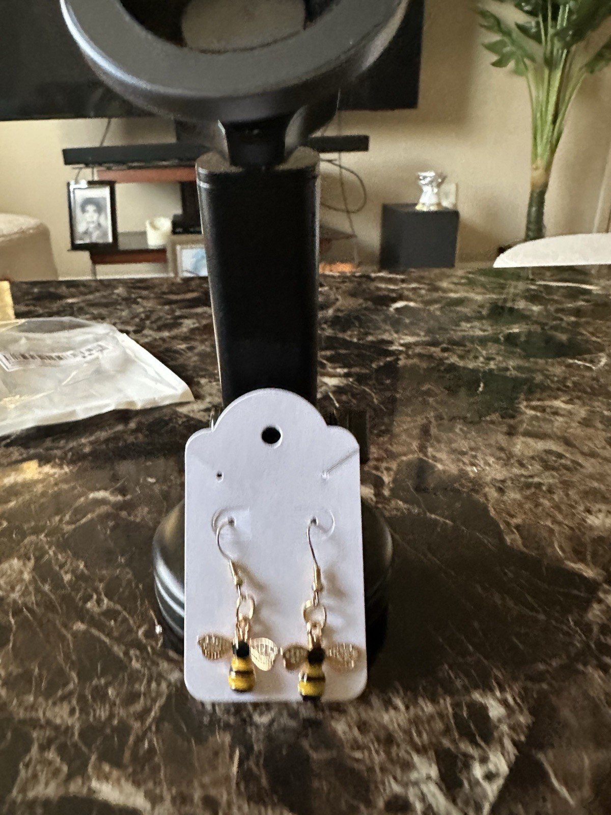 Handmade Bumble Bee Dangle Earrings | Rhinestone Bee Earrings | Bee Lover Gift