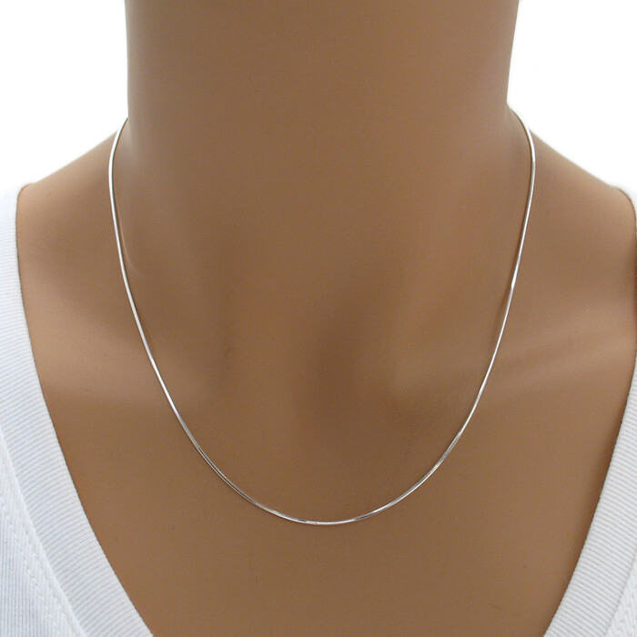 925 Sterling Silver Diamond Cut Snake Chain Necklace 1mm (025 Gauge)
