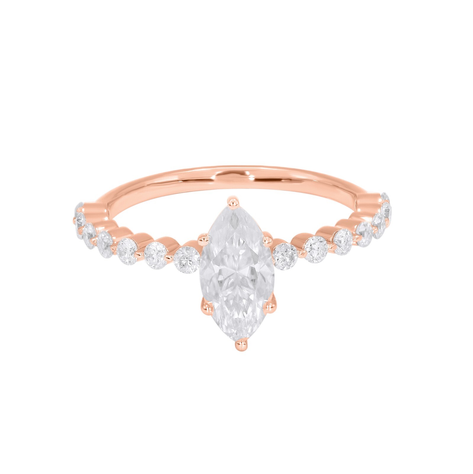 1.40Ct Marquise & Round Cut Moissanite Engagement Ring 925 Silver Women’s Gift