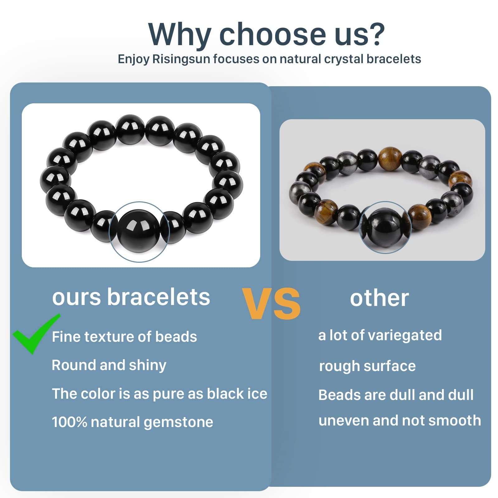 Protection Bracelet-Natural 6.3 inches – 7.3 inches, Black Obsidian (12MM)