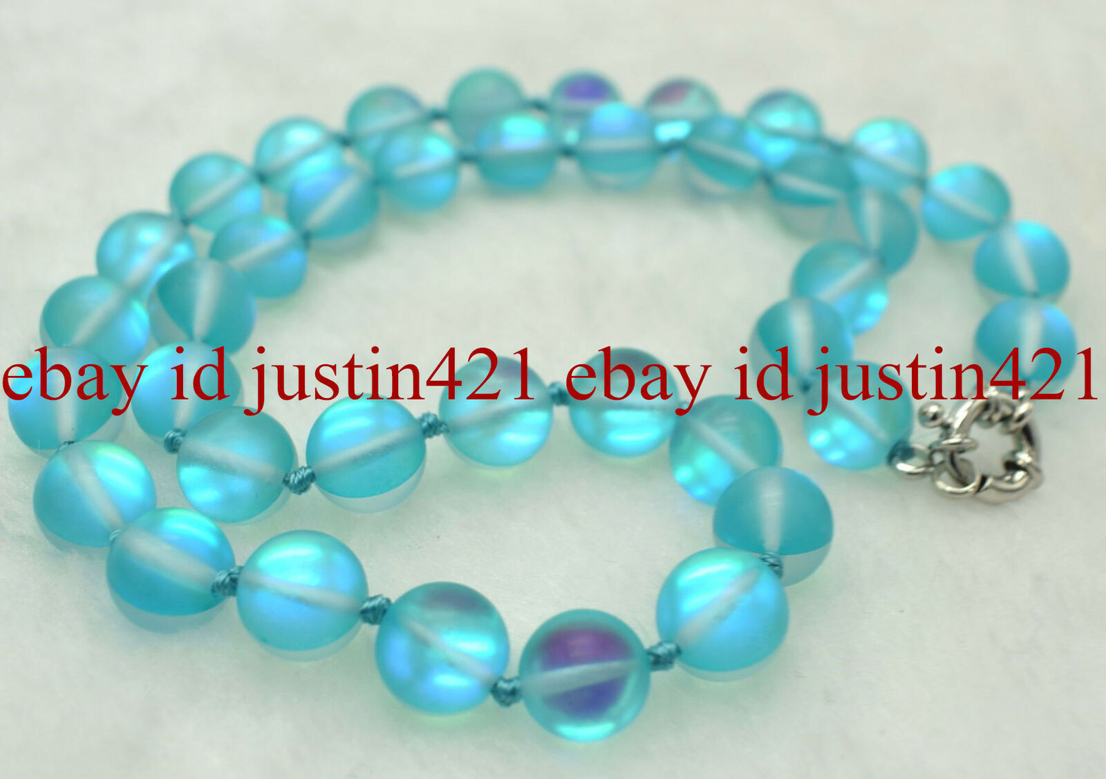 Natural 6/8/10/12mm Blue Gleamy Moonstone Round Gemstone Beads Necklace 18″ AAA