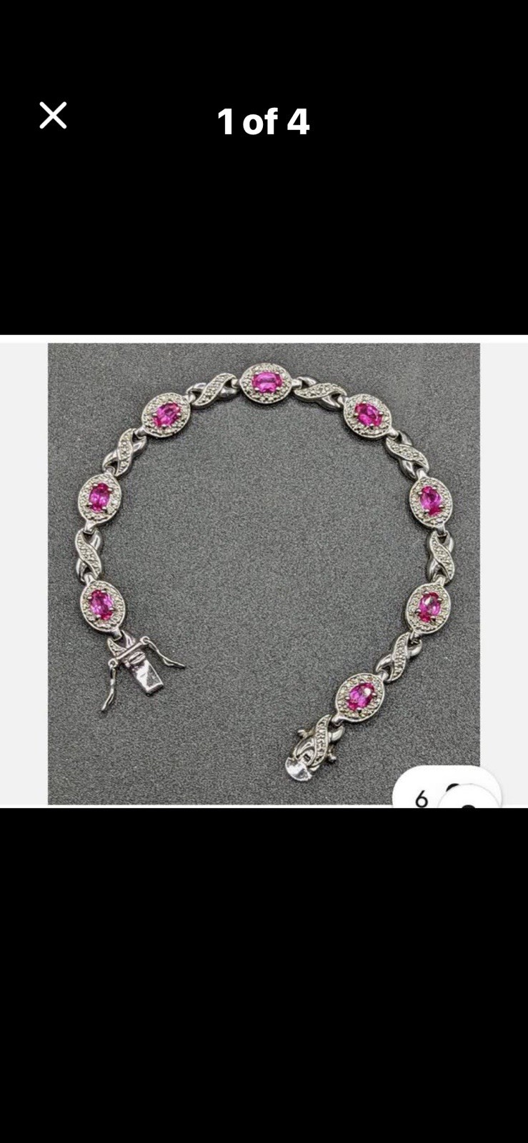 Ross Simons 925 Sterling Silver Pink Topaz Infinity Link Tennis Bracelet 7.5″