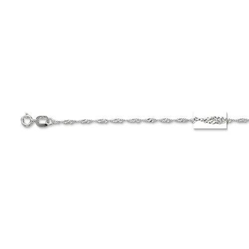 0.8mm Twisted Singapore Sparkle Chain Necklace REAL 14K White Gold