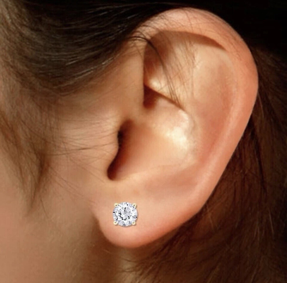 1 Ct Round VVS1 Certified Moissanite Solitaire Stud Earrings 925 Silver D Grade