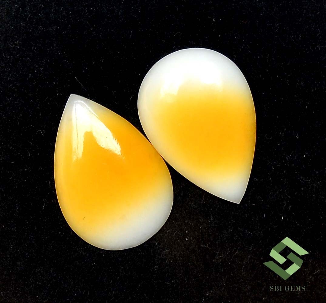 17×12 mm Natural Ethiopian Opal Pear Cabochon Pair 5.29 CTS Loose Gemstones