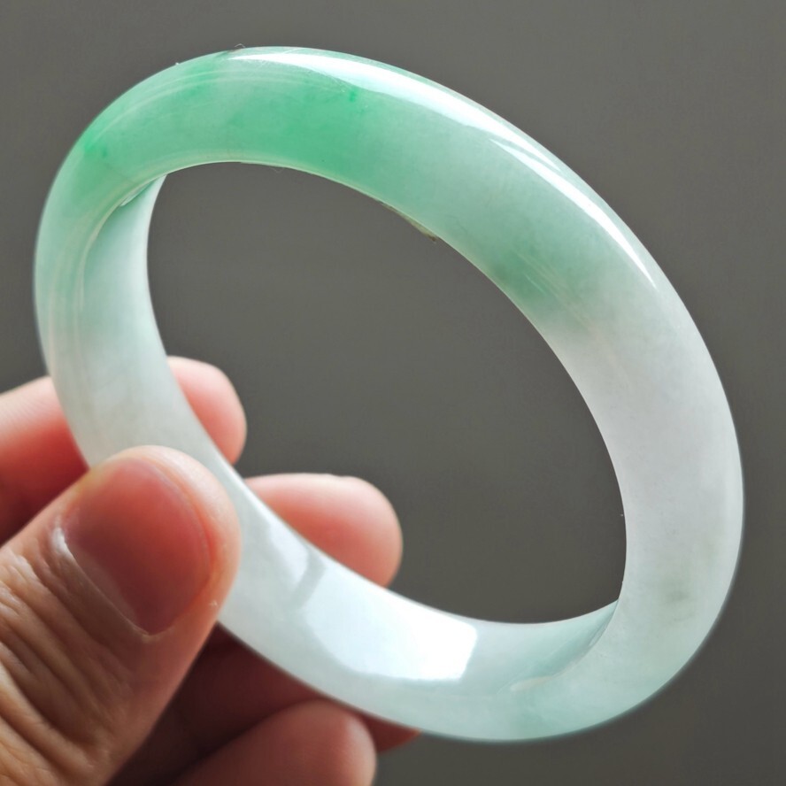 57mm Natural Icy Green Jadeite Jade Bracelets Burma Jade Bracelet Bangle 2922