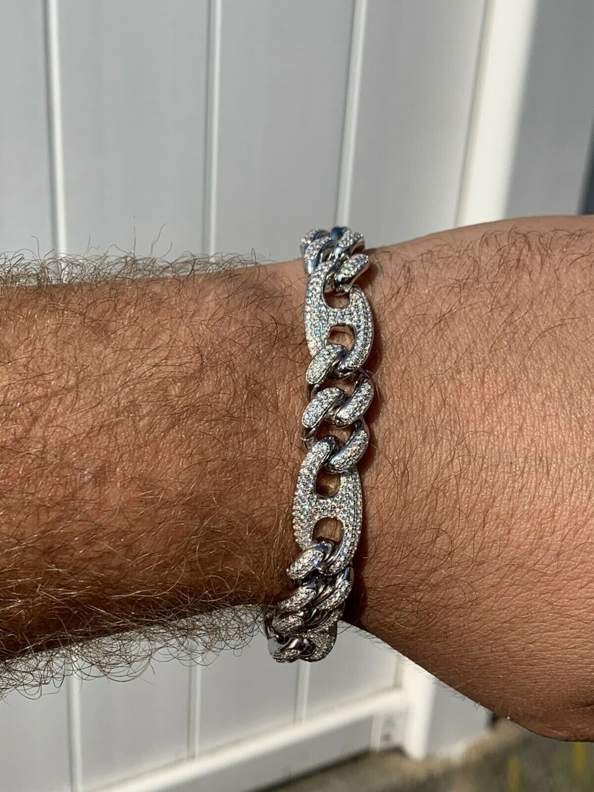 Mens Miami Cuban Iced Gucci Link Bracelet Solid 925 Silver Hip Hop CZ Hip Hop