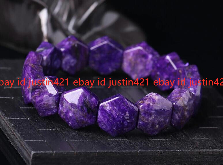 Rare Top Quality Natural Purple Charoite Crystal Rhombus Gems Bracelet 7.5” AAA