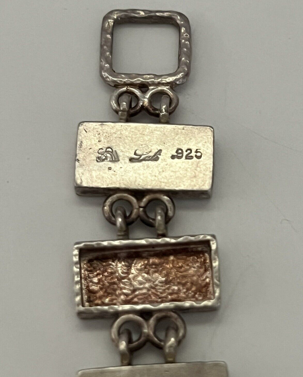 Roman Period Glass Fragments 200 B.C Set in 925 Silver Bracelet Vintage 2001