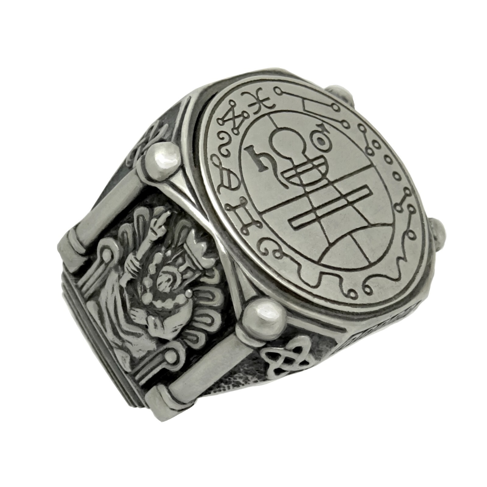 Secret Seal of King Solomon Silver 925 Men’s Ring Demon Protection Exorcism
