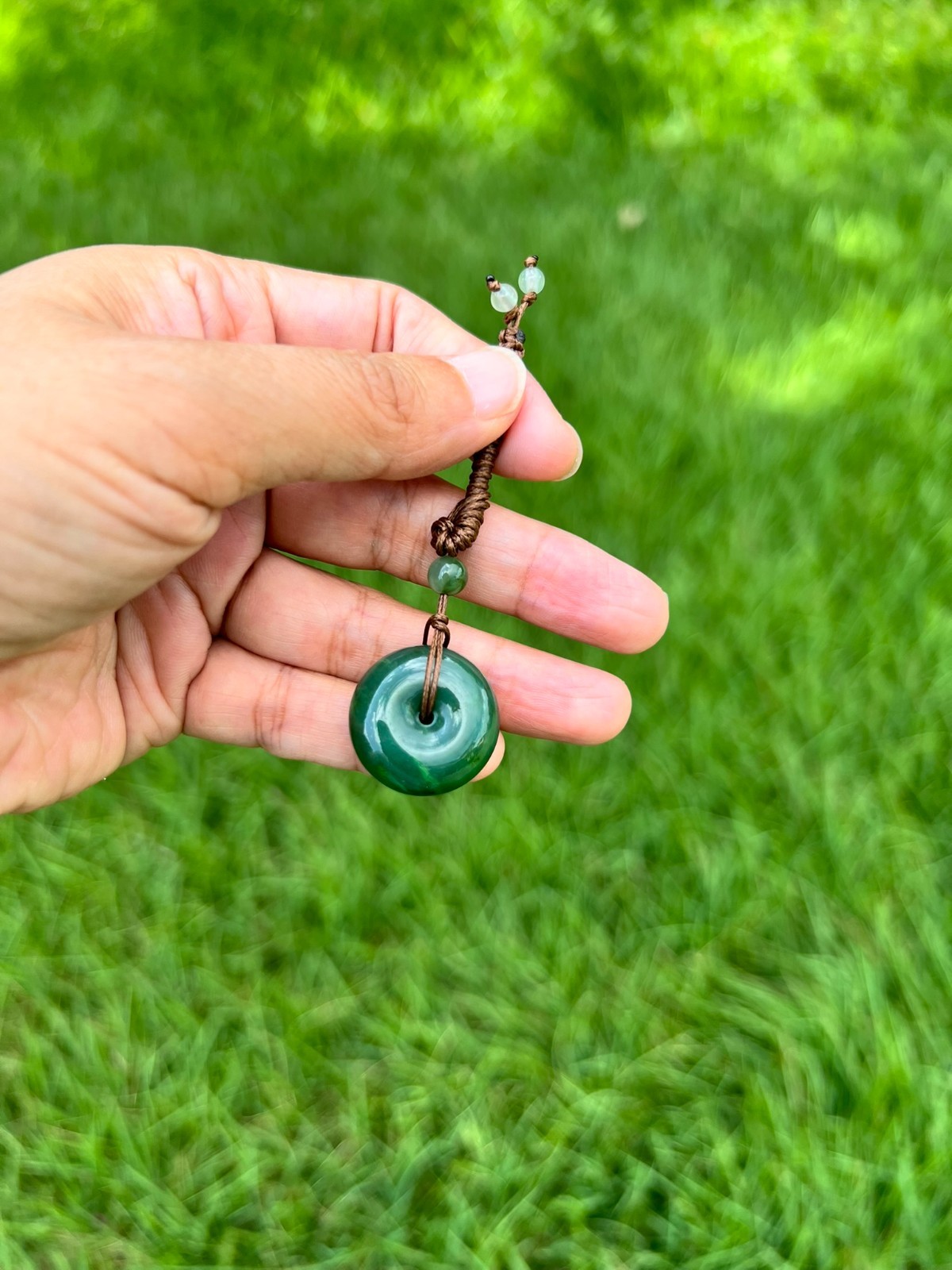 Genuine 100% Natural Rich Green Nephrite Jade PingAn Pendant H141 C
