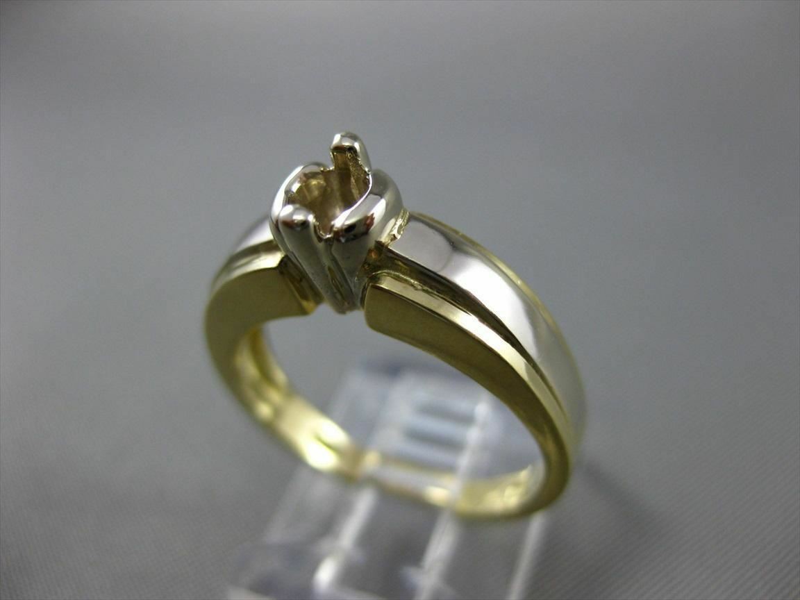 ESTATE 14KT TWO TONE GOLD 3D TENSION SOLITAIRE SEMI MOUNT ENGAGEMENT RING #24591