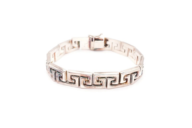 Milor Sterling Silver 925 Greek Key Bracelet 7.25″ Italy
