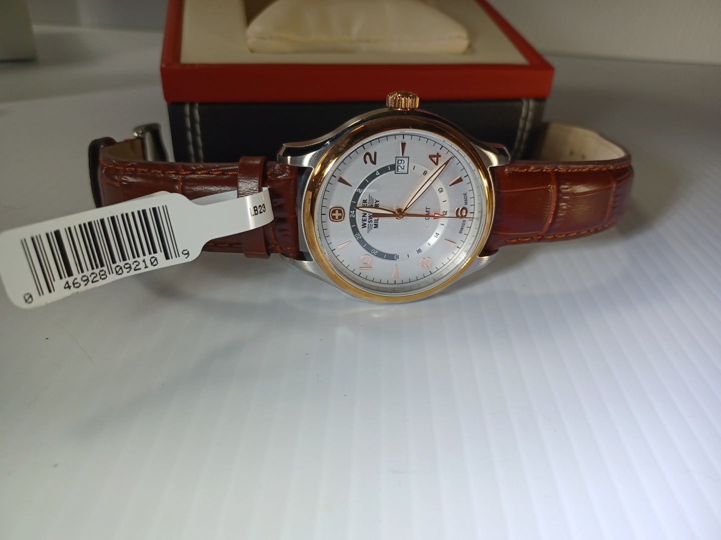 Wenger Swiss Military Classic Executive GMT Watch Rose Gold Brown Leather 100m