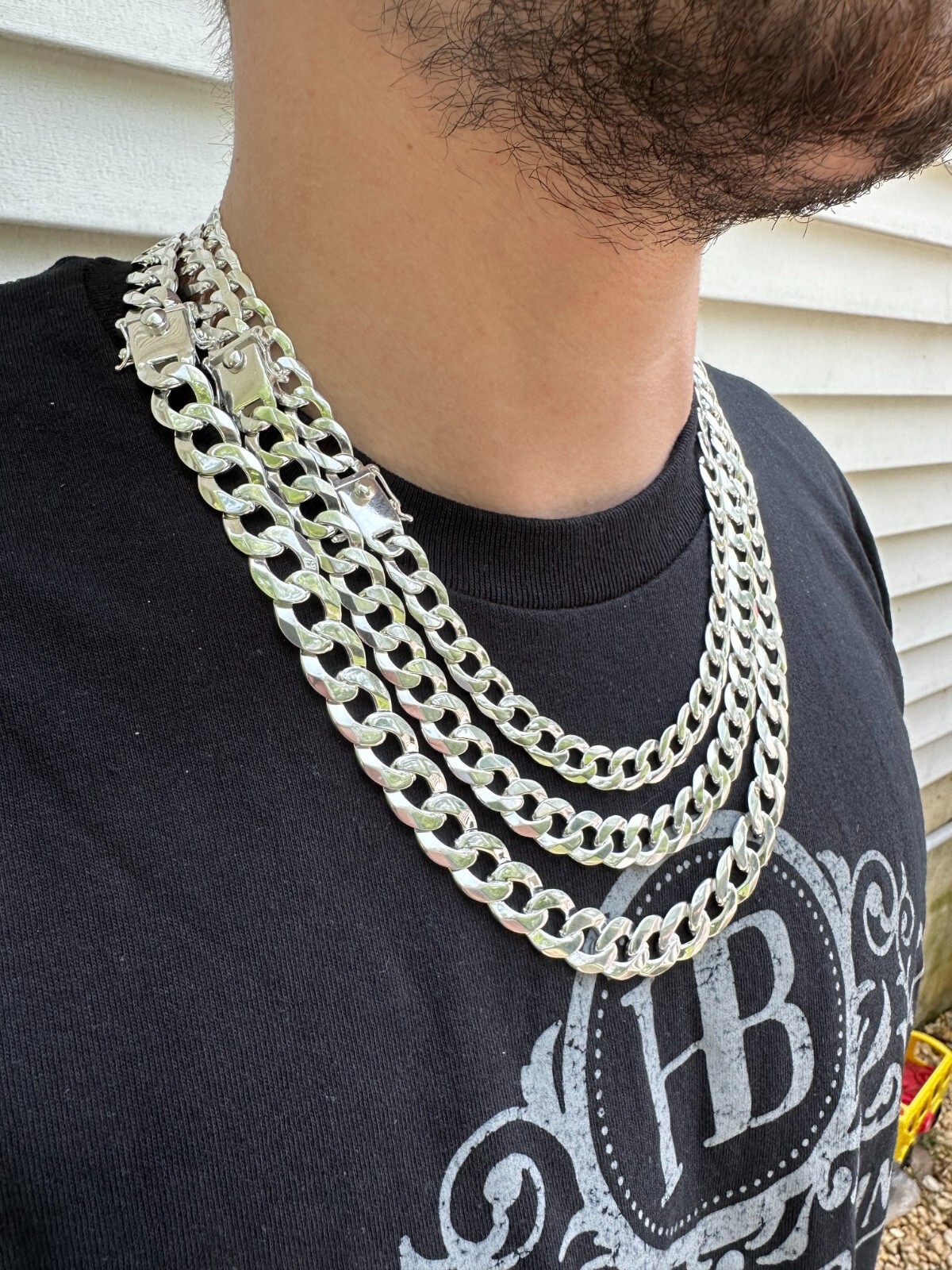 Curb Cuban Link Chain Necklace Bracelet Real 925 Sterling Silver Sleek Box Clasp