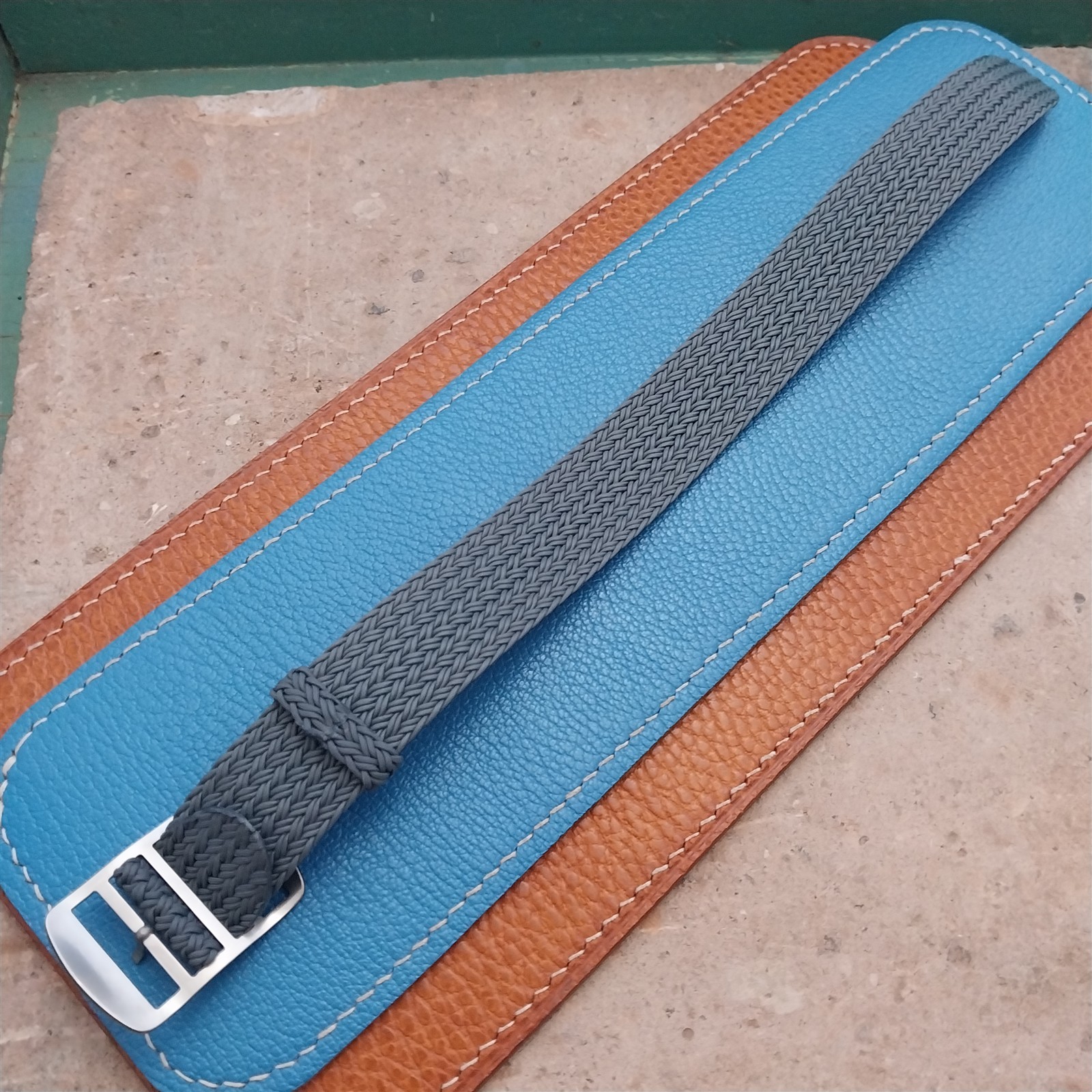 20mm Eulit Atlantic Gray Braided Perlon Single Pass Field Watch Strap