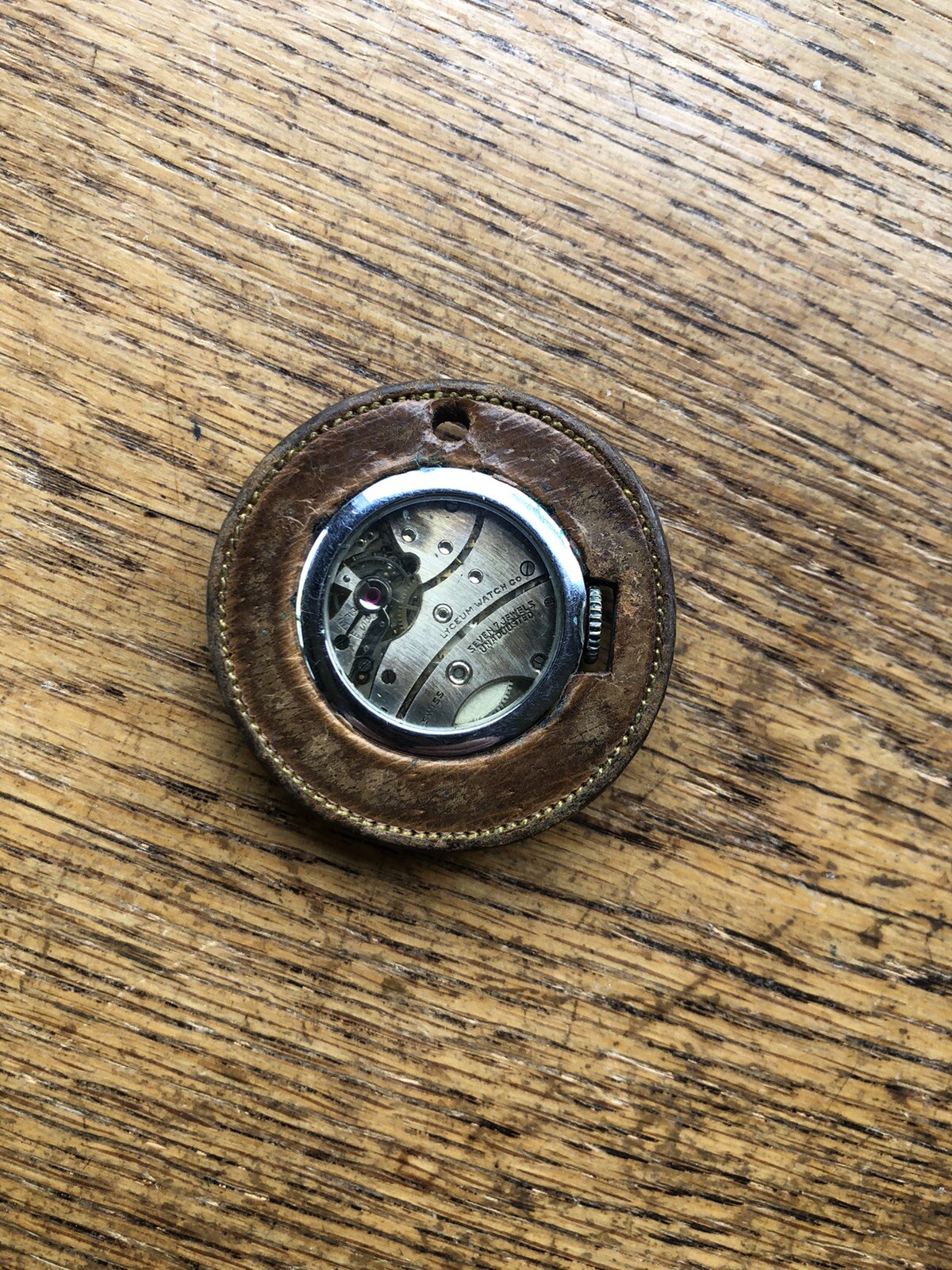 Vintage Thick Leather Necklace Pendant Watch